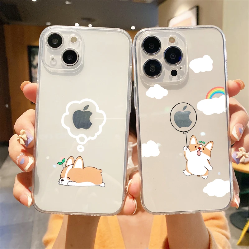 Phone Cases Quirky - Komik Karikatür Hayvan Corgi Köpek Çift