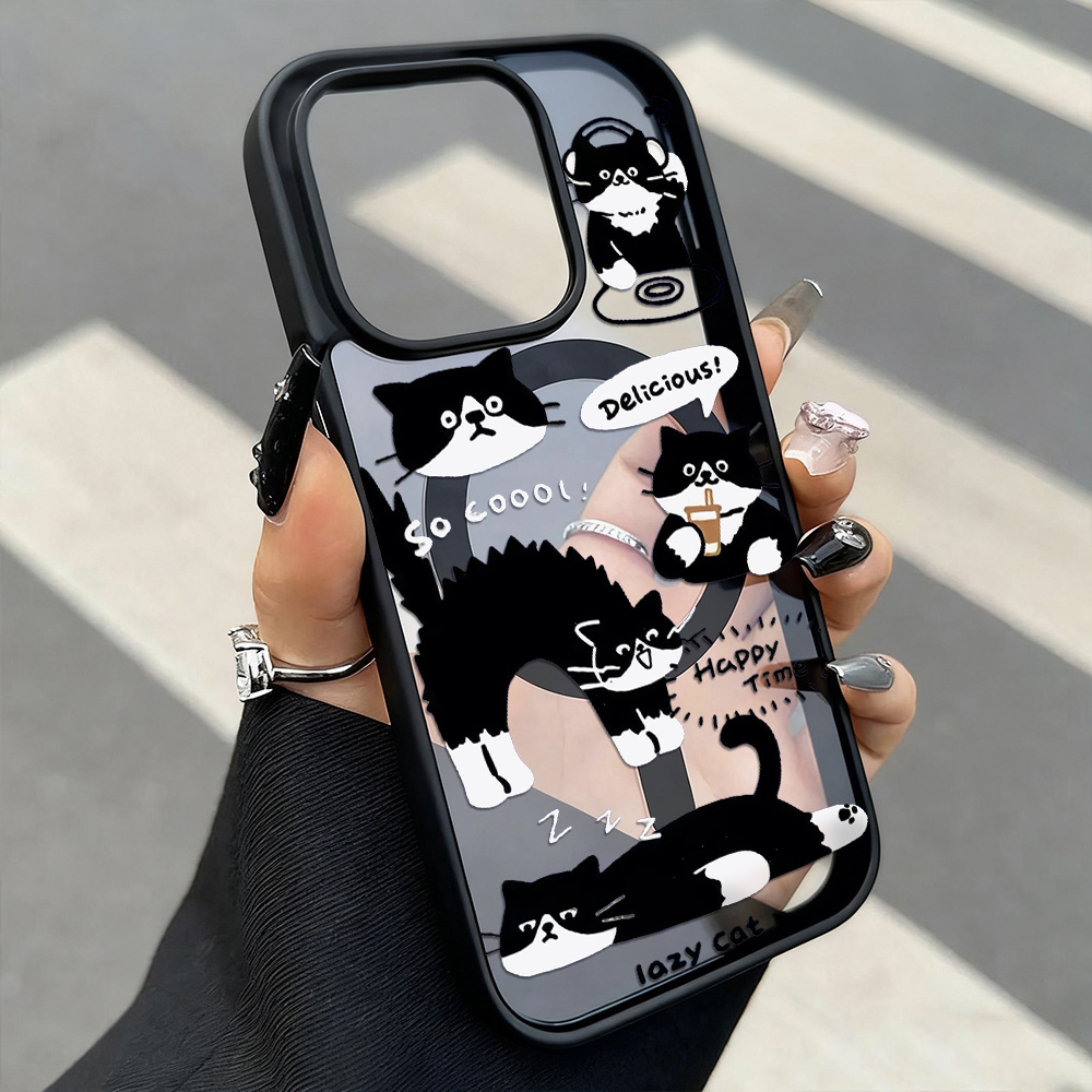 Phone Cases Quirky - Komik Siyah Kedi Kablosuz Şarjlı Telefon