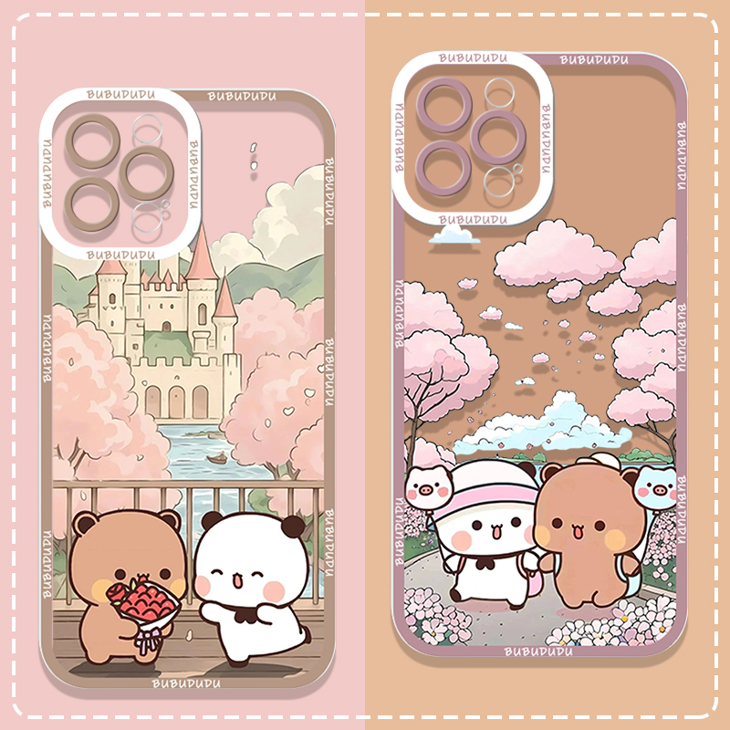Phone Cases A14 Samsung - Sevimli BUBU DUDU Çift Şeffaf Telefon