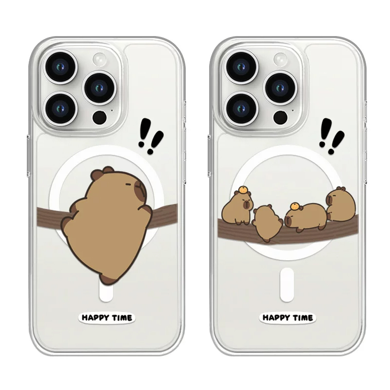 Phone Cases Quirky - Sevimli Komik Ağaç Tırmanan Kapibara Çifti