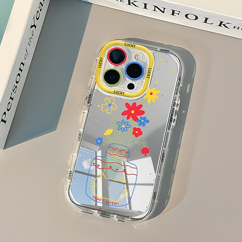 Phone Cases Cat - Yaz Papatyası Kedi Vazo Tasarımlı Aynalı