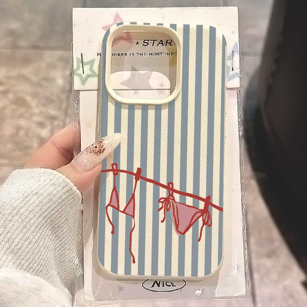 Phone Cases Blue - Mavi Beyaz Çizgili Bikini Desenli iPhone