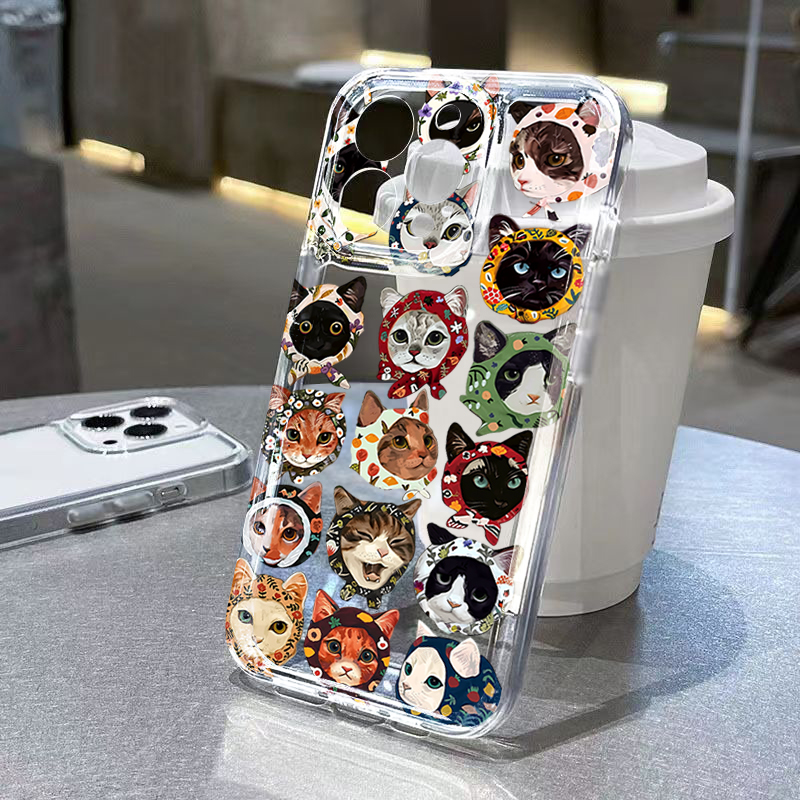 Phone Cases Cat - Sevimli Bandana Kedi Desenli Şeffaf Telefon