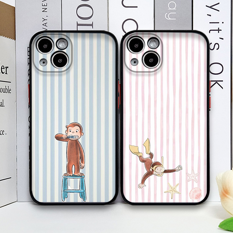 Phone Cases Cat - Çizgi Film Çizgili Maymun Kedi Tutan