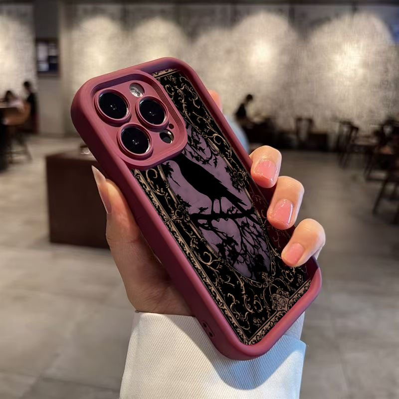 Estetik Siyah Karga Desenli Şa - Phone Cases Aesthetic incelemesi ve fiyatı