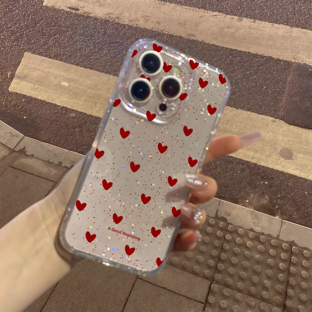 Pembe Kalp Şeklinde Simli Şeff - Glitter Shockproof Case incelemesi ve fiyatı