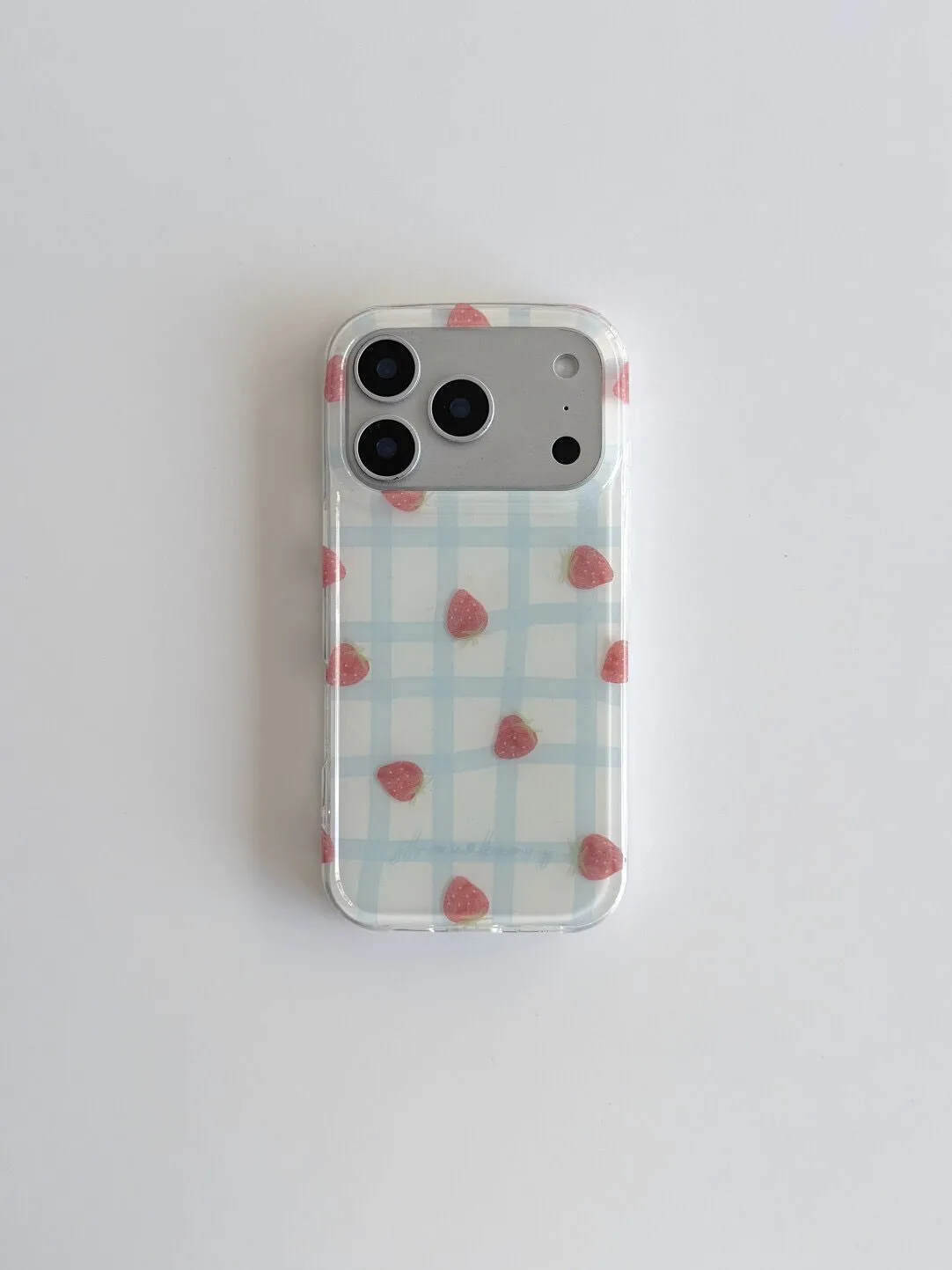 Taze Mavi Kareli Desenli Çilek - Phone Cases Blue incelemesi ve fiyatı