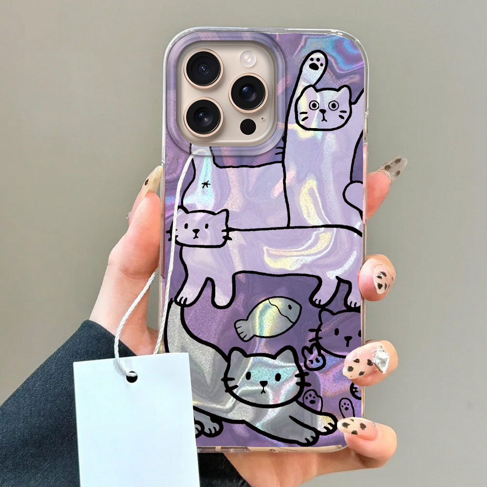 Mor Çizgi Kedi Balık Su Doku t - Phone Cases Cat incelemesi ve fiyatı