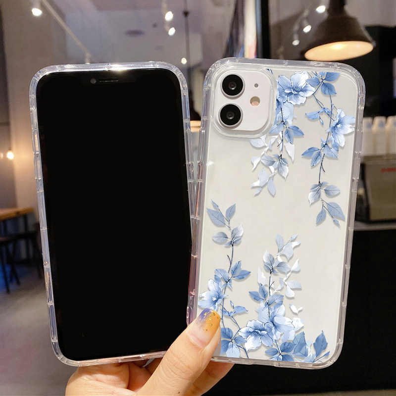 Mavi Çiçek Desenli Şeffaf Tele - Phone Cases Blue incelemesi ve fiyatı
